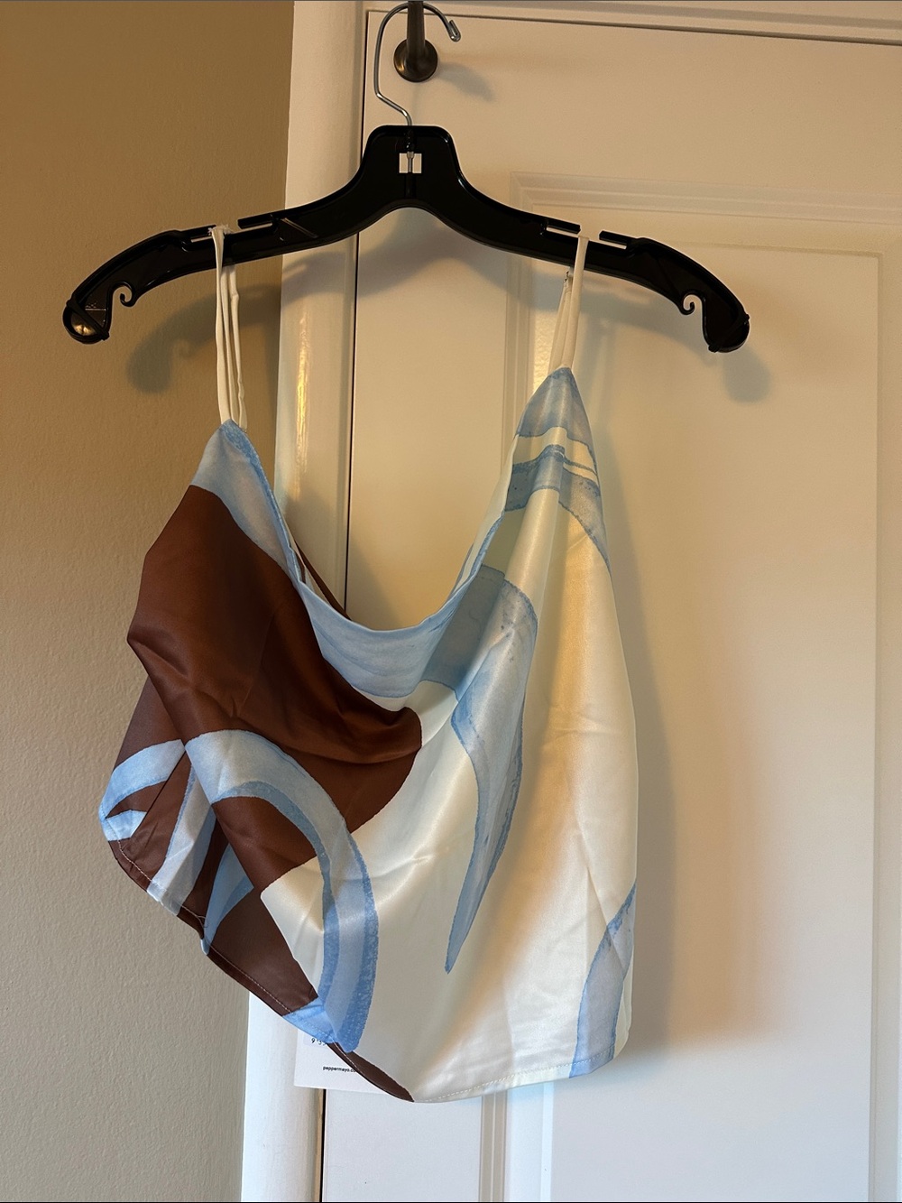 Peppermayo Cream Satin Cowl Neck Top